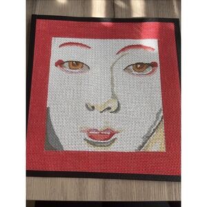 Large Hand Painted Needlepoint Canvas 9.5" x 9.5" 13 Mesh